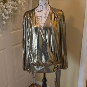 INC International Concepts Gold Wrap Blouse